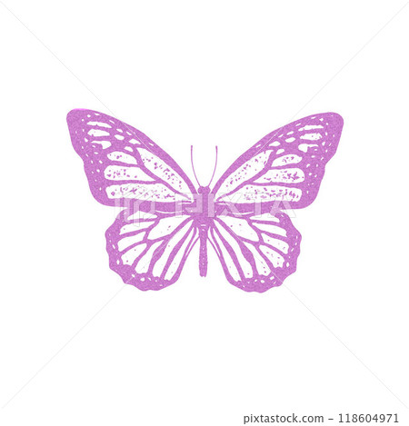 Vector illustration of butterfly with photocopy effect in pink color. 118604971