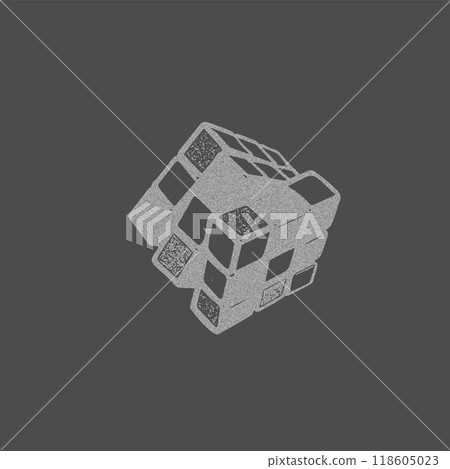 Vector illustration of a Rubik's Cube in black and white photocopy effect. 118605023