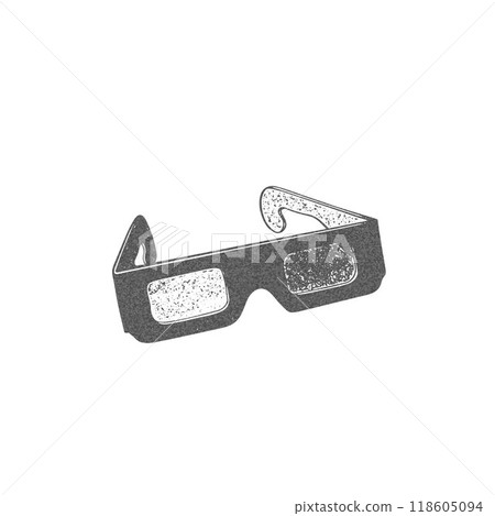 Vector illustration of 3D glasses with grainy photocopy effect in pop art style. Vector illustration of 3D glasses with grainy photocopy effect in pop art style. 118605094