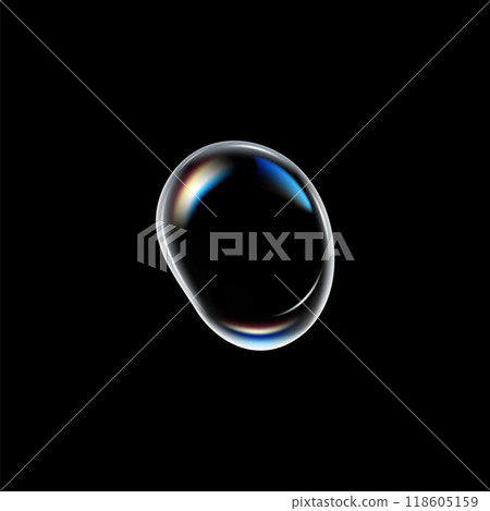 3d Clear rounded big water drop with glare. 118605159