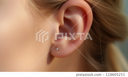 戴簡單耳環的女人耳朵特寫 戴簡單耳環的女人耳朵特寫 118605251
