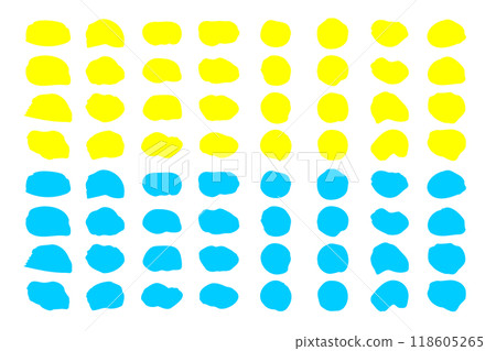 Handwritten heading circle set, yellow and light blue Handwritten heading circle set, yellow and light blue 118605265