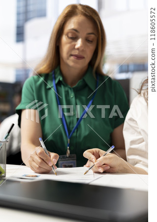 Recruiter tasked with finding and hiring best talent to fill open company positions. Employer hired to identify and assess skills and qualifications of potential candidates 118605572