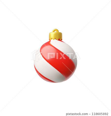 Vector 3D illustration of a Christmas tree toy on an isolated white background. Vector 3D illustration of a Christmas tree toy on an isolated white background. 118605892