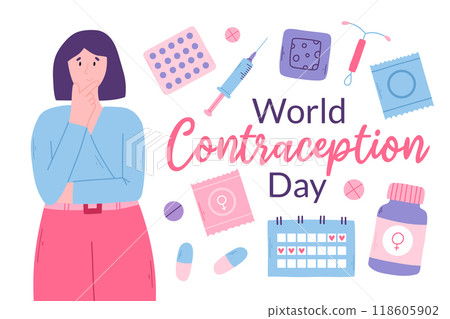 World Contraception Day 26 September. The concept of awareness of contraceptive methods 118605902