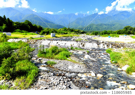 Komashiro Bridge / Looking upstream from the Otake River (Hokuto City, Yamanashi Prefecture) [September 2024] 118605985