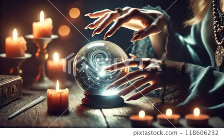 算命師用水晶球算命 算命師用水晶球算命 118606232