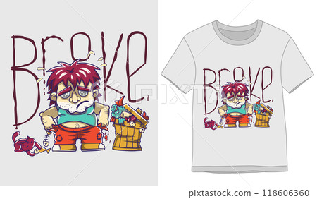 Tshirt Designs. Young sad poor homeless man of illustration Tshirt Designs. Young sad poor homeless man of illustration 118606360