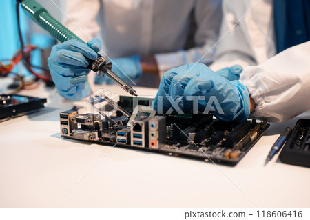 Repairing and upgrade mobile phone, electronic, computer hardware and technology concept. 118606416