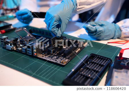 Repairing and upgrade mobile phone, electronic, computer hardware and technology concept. 118606420