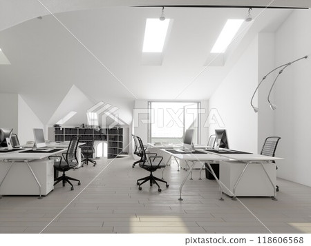 Minimalist office with ergonomic design 118606568