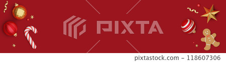 red color christmas hanging banner template 118607306