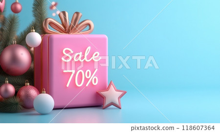 Cyber Monday Sale Discount 70 Glowing Neon Gift Boxes on Christmas Tree 118607364