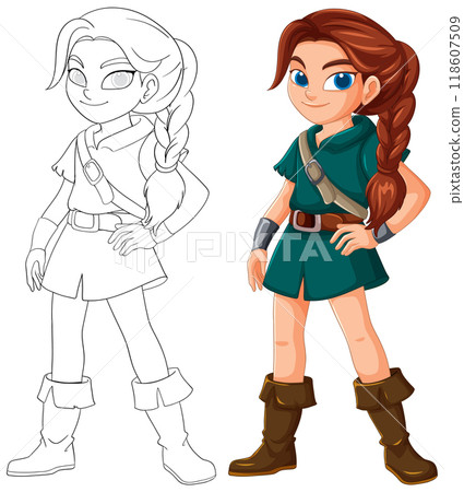 Adventurous Archer Girl Illustration 118607509