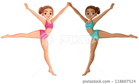 Gymnastic Duo in Perfect Harmony 118607524