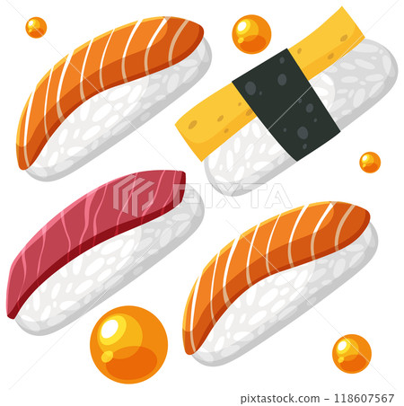 Colorful Sushi Seamless Pattern Colorful Sushi Seamless Pattern 118607567