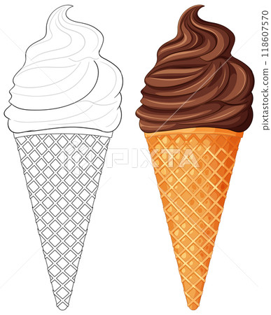 Sweet Chocolate Ice Cream Cone 118607570