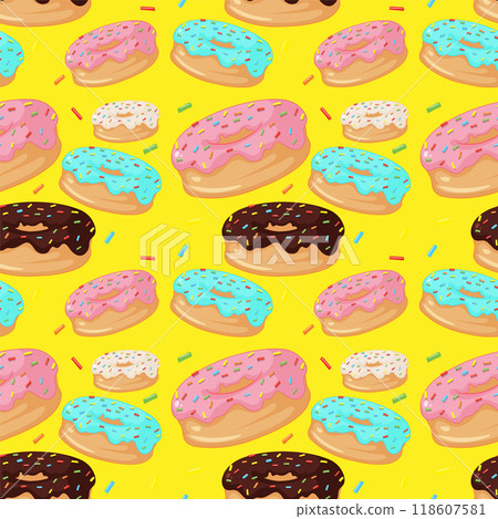 Colorful Donuts Seamless Pattern Colorful Donuts Seamless Pattern 118607581