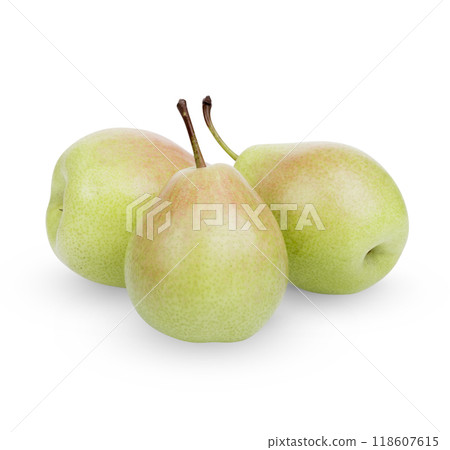Ripe pears isolated on white background Ripe pears isolated on white background 118607615