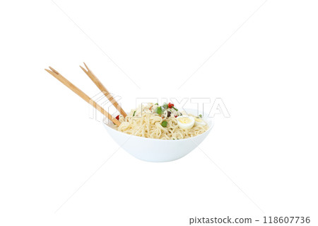 Concept of tasty fast food - instant noodles, isolated on white background Concept of tasty fast food - instant noodles, isolated on white background 118607736