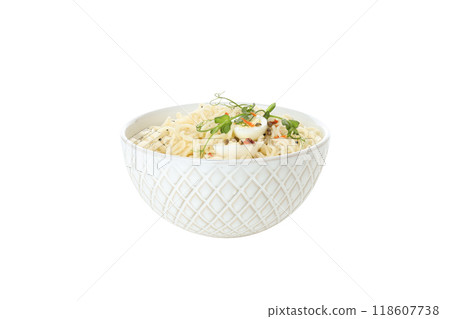 Concept of tasty fast food - instant noodles, isolated on white background Concept of tasty fast food - instant noodles, isolated on white background 118607738