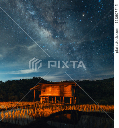 Milky way in the night sky, night sky landscape and universe Milky way in the night sky, night sky landscape and universe 118607745