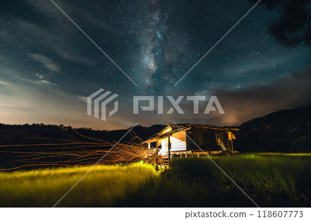 Milky way in the night sky, night sky landscape and universe 118607773