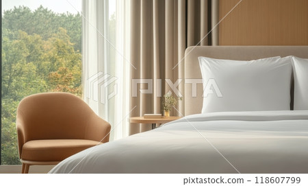 Cozy and Modern Hotel Room with Picturesque Landscape View 118607799