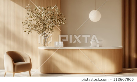 Tranquil and Inviting Hotel Reception Desk with Helpful Staff Assisting Guests 118607906