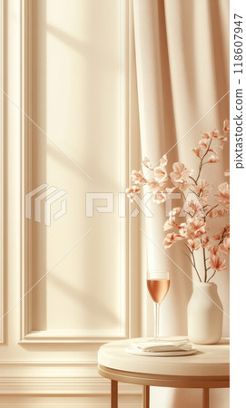 Elegant Vertical Hotel Services Banner with Floral Accents and Minimalist Decor 118607947