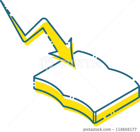 簡單的等軸書、筆記和箭頭插圖 118608177