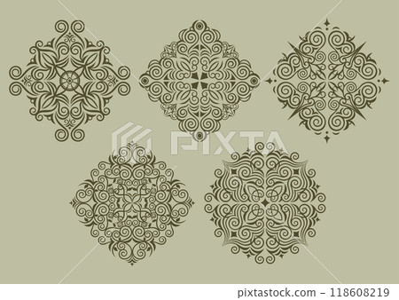 Classic, elegant and gorgeous decorative frame set, object set, khaki color 118608219