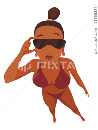 Overhead people looking up. Surprised woman character watching, staring, top down view. Cartoon vector illustration Overhead people looking up. Surprised woman character watching, staring, top down view. Cartoon vector illustration 118608264