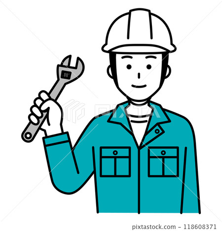 Male worker with a monkey wrench Male worker with a monkey wrench 118608371