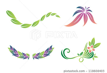 Stylized Colorful Leaf Design set Ideal for Creative Projects and Artistic Endeavors 118608403
