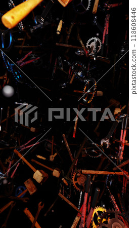 Handwarde Tools Labor, 3D illustration Background for advertising and wallpaper in market and technician equipment scene. 3D rendering in decorative concept. 118608446