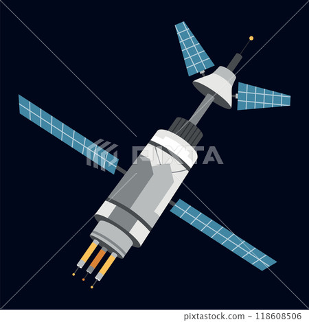 A Vibrant Pixel Art Featuring Spacecraft and Satellite from Imagination A Vibrant Pixel Art Featuring Spacecraft and Satellite from Imagination 118608506
