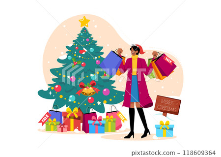 New years Eve Illustration concept. Flat illustration isolated on white background 118609364