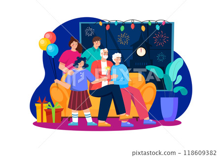 New years Eve Illustration concept. Flat illustration isolated on white background New years Eve Illustration concept. Flat illustration isolated on white background 118609382