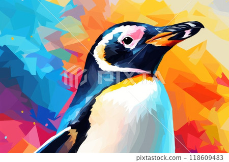 cute colorful penguin animal illustration 118609483