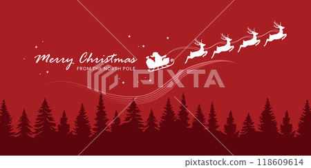 christmas banner santa claus in a sleigh with reindeer vector illustration christmas banner santa claus in a sleigh with reindeer vector illustration 118609614