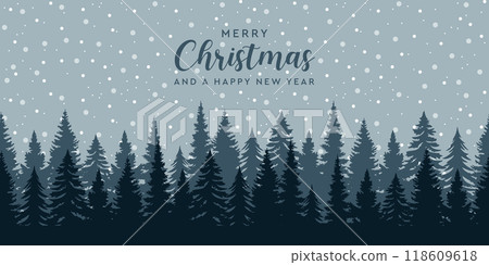 blue winter landscape fir border with snow vector illustration blue winter landscape fir border with snow vector illustration 118609618