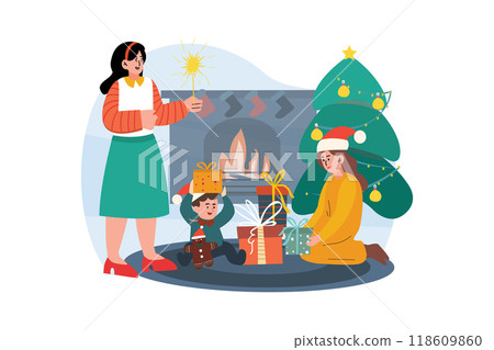 Valentines Day Illustration concept. Flat illustration isolated on white background Valentines Day Illustration concept. Flat illustration isolated on white background 118609860