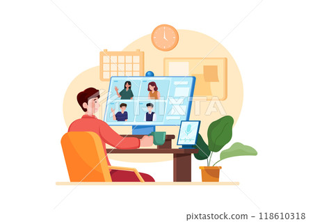 Remote Working Illustration concept. Flat illustration isolated on white background 118610318