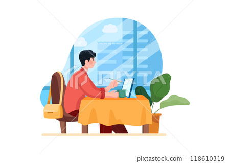 Remote Working Illustration concept. Flat illustration isolated on white background 118610319