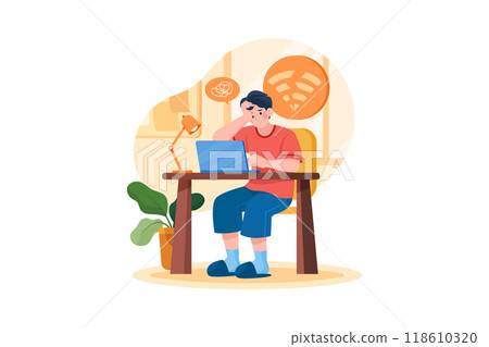 Remote Working Illustration concept. Flat illustration isolated on white background 118610320