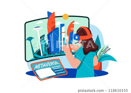 Man experiencing metaverse technology Man experiencing metaverse technology 118610335