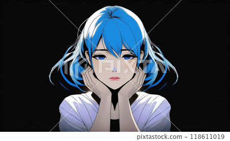 Woman with a sad expression (AI generated image) 118611019