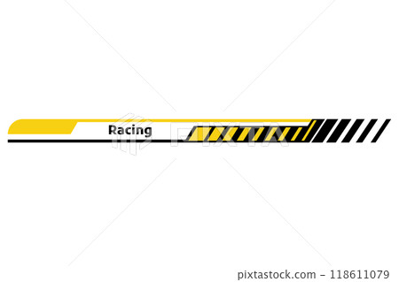 Car race stripe. Automobile identity. Vehicle marking element for transport modifying. Speed line, racing tuning strip or car sticker. Vector illustration isolated on white background 118611079