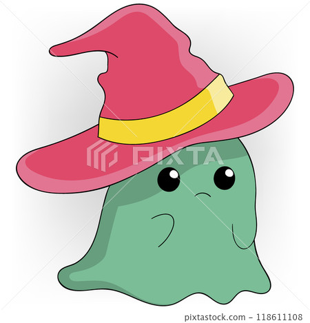green cloth ghost wearing fortune teller hat at costume party green cloth ghost wearing fortune teller hat at costume party 118611108